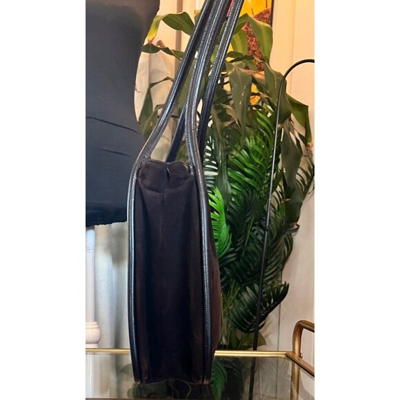 Gucci Black & Brown Suede Shoulder Bag With Leather Trim & Double Handles - Picture 2 of 12